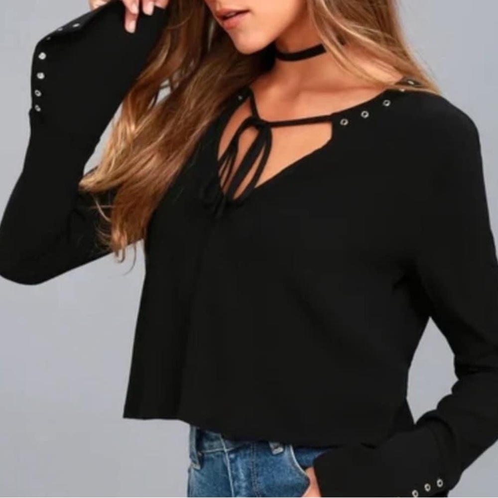Free People - S - EUC black long sleeve shirt